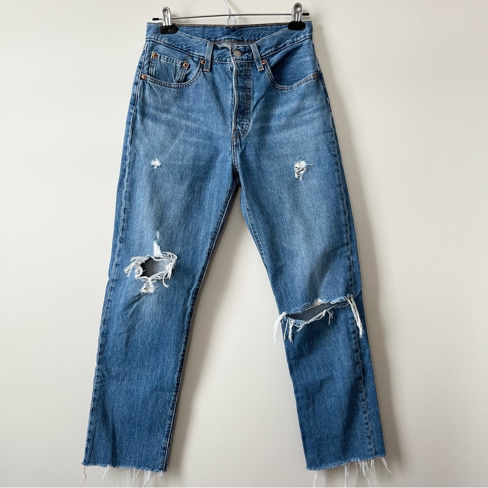 Levi’s 501 Distressed High Rise Jeans - Size 26, Button Fly, Ripped Straight Leg
